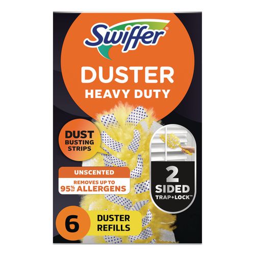 Image of Swiffer® 21620BX Heavy Duty Dusters Refill, Dust Lock Fiber, Unscented, Yellow, 6/Box