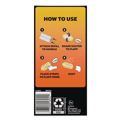 Image of Swiffer® 21620BX Heavy Duty Dusters Refill, Dust Lock Fiber, Unscented, Yellow, 6/Box