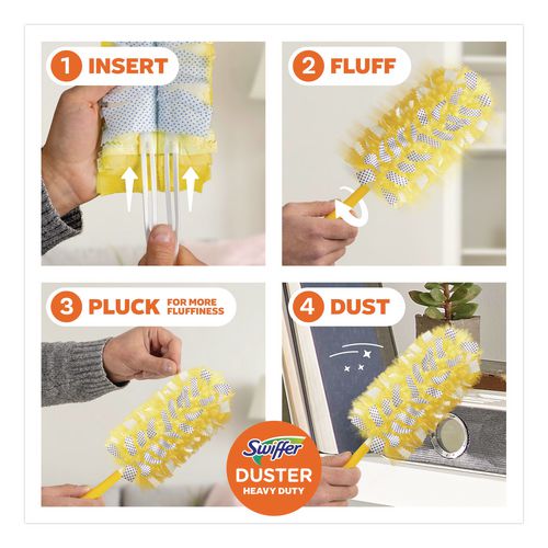Image of Swiffer® 21620BX Heavy Duty Dusters Refill, Dust Lock Fiber, Unscented, Yellow, 6/Box