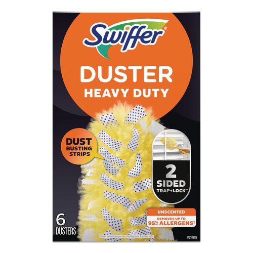 Image of Swiffer® 21620BX Heavy Duty Dusters Refill, Dust Lock Fiber, Unscented, Yellow, 6/Box
