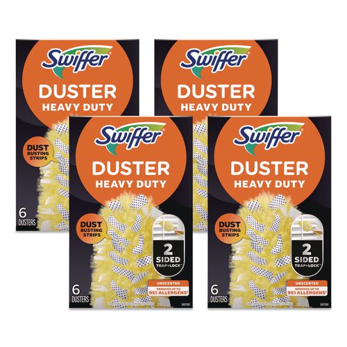 Image of Swiffer® 21620 Heavy Duty Dusters Refill, Dust Lock Fiber, Unscented, Yellow, 6/Box, 4 Boxes/Carton