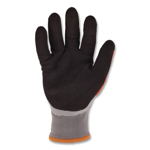 Image of ergodyne® 17647 ProFlex 7521 Thermal Coated Impact-Resistant Gloves, EN388:2131X, 7.5" Long, 3X-Large (12), Gray/Black/Orange, Pair