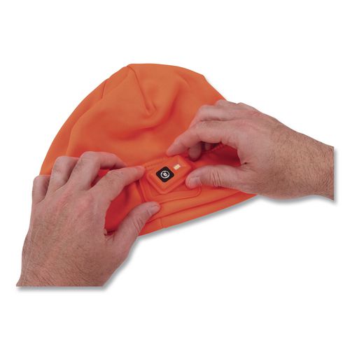 Image of ergodyne® 16791 N-Ferno 6801 Winter Skull Cap with LED Rechargeable Light, Fleece, One Size Fits Most, Orange