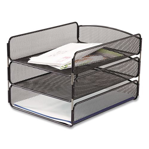 Image of Safco® 3271BL Onyx Desk Tray, 3 Sections, Letter Size Files, 9.25" X 11.75" X 8", Black