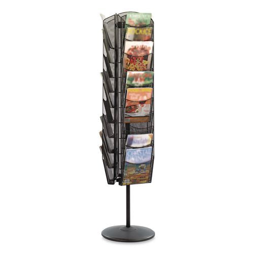 Image of Safco® 5577BL Onyx Mesh Rotating Magazine Display, 30 Compartments, 16.5w X 16.5d X 66h, Black