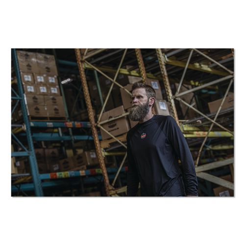 Image of ergodyne® 40202 N-Ferno 6435 Midweight Long Sleeve Base Layer Shirt, Small, Black