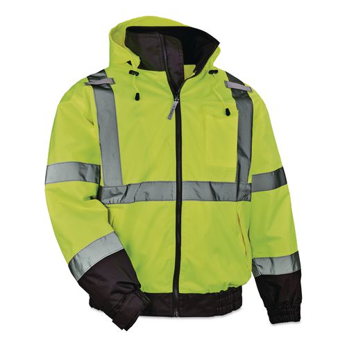 Image of ergodyne® 24471 GloWear 8379 Class 3 Hi-Vis Fleece Lined Bomber Jacket, X-Small, Lime
