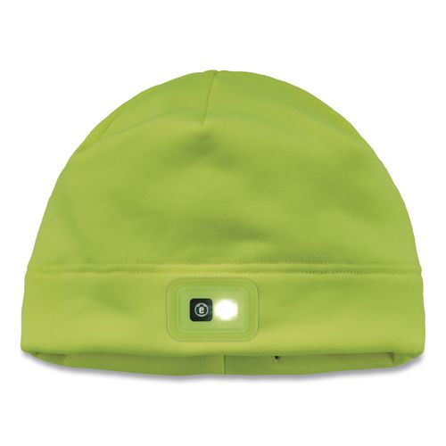 Image of ergodyne® 16790 N-Ferno 6801 Winter Skull Cap with LED Rechargeable Light, Fleece, One Size Fits Most, Lime