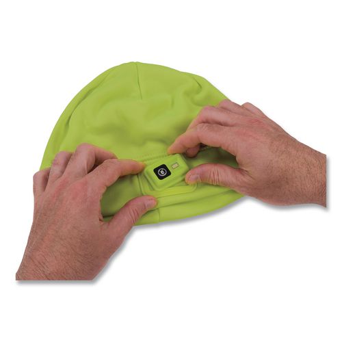 Image of ergodyne® 16790 N-Ferno 6801 Winter Skull Cap with LED Rechargeable Light, Fleece, One Size Fits Most, Lime