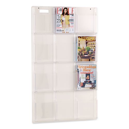 Image of Safco® 5602CL Reveal Clear Literature Displays, 12 Compartments, 30w X 2d X 49h, Clear