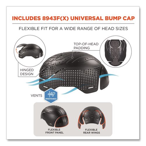 Image of ergodyne® 16911 N-Ferno 6808ZI Zippered Winter Beanie Hat with Bump Cap, One Size Fits Most, Black