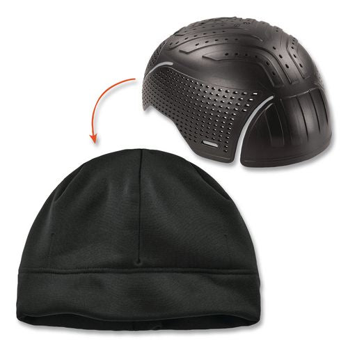 Image of ergodyne® 16911 N-Ferno 6808ZI Zippered Winter Beanie Hat with Bump Cap, One Size Fits Most, Black