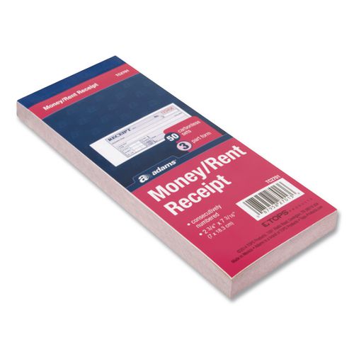 Image of Adams® TC2701 Receipt Book, Three-Part Carbonless, 2.75 x 7.19, 50 Forms Total