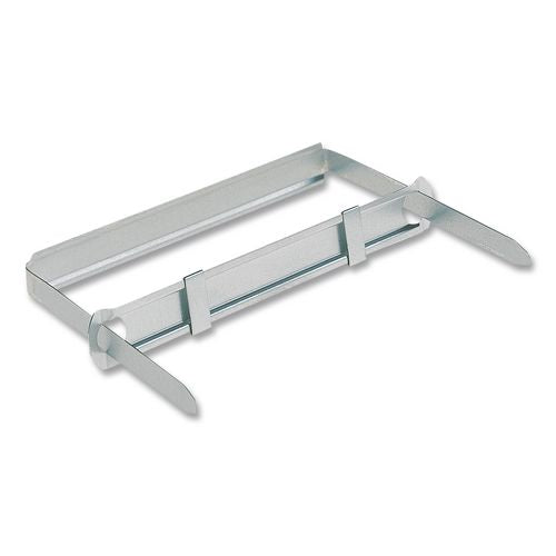 Image of ACCO A7012995H Standard Two-Piece Two-Prong Paper Fastener Base and Compressor Sets, 3.5" Capacity, 8.5" Center to Center, Silver, 50/Box