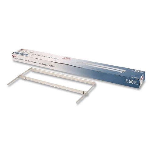 Image of ACCO Premium Two-Piece Two-Prong Paper Fastener Base and Compressor Sets, 3" Capacity, 8.5" Center to Center, Silver, 50/Box