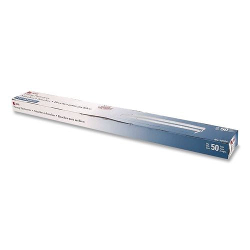 Image of ACCO Premium Two-Piece Two-Prong Paper Fastener Base and Compressor Sets, 3" Capacity, 8.5" Center to Center, Silver, 50/Box