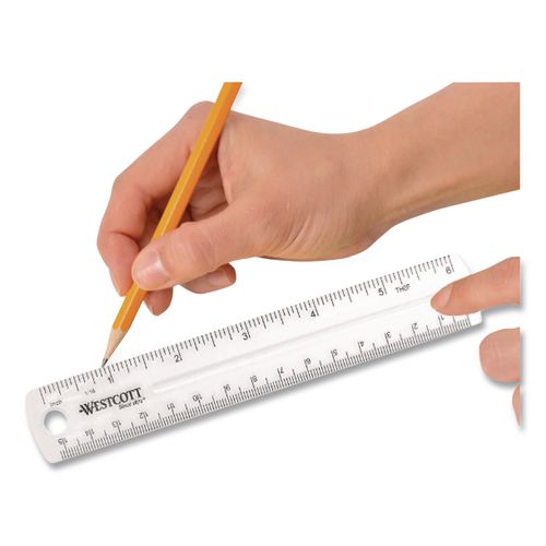 Image of Westcott® 45016 Transparent Shatter-Resistant Plastic Ruler, Standard/metric, 6" Long, Clear