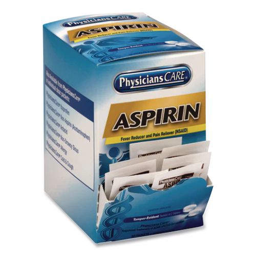 Image of PhysiciansCare® 90014-002 Aspirin Tablets, Two-Pack, 50 Packs/Box