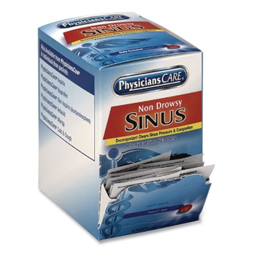 Image of PhysiciansCare® 90087-004 Non-Drowsy Sinus Decongestant Congestion Medication, One Tablet/Pack, 50 Packs/Box
