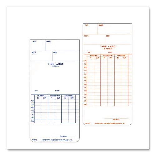 Image of Acroprint® 09-9110-000 Time Clock Cards For Acroprint Atr120, Two Sides, 3.5 X 7, 250/pack