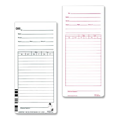 Image of Acroprint® 09-9111-000 Time Clock Cards For Acroprint Es1000, Two Sides, 3.5 X 7, 100/pack