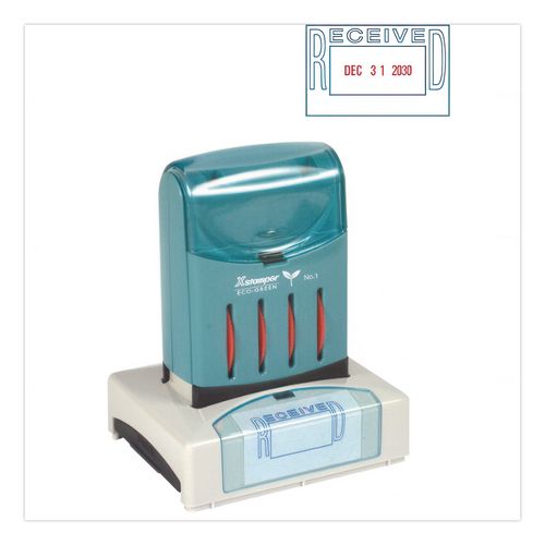 Image of Xstamper® ECO-GREEN 66211 Versadater Message Dater, 2.13 X 1.31, Received, Blue/red