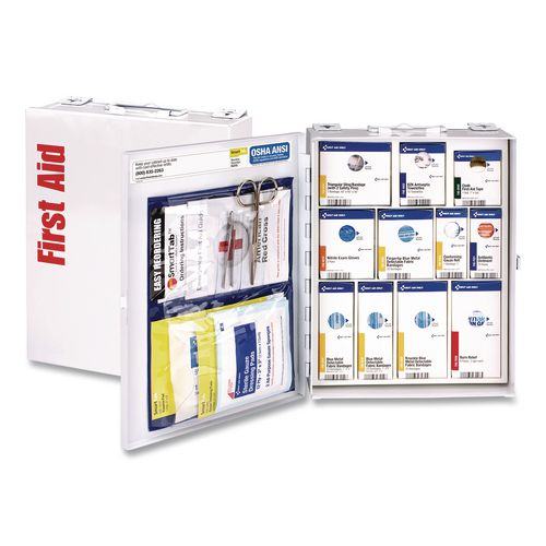 Image of First Aid Only 1350-FAE-0103 SmartCompliance Food Service First Aid Kit for 25 People, 137 Pieces, Metal Case
