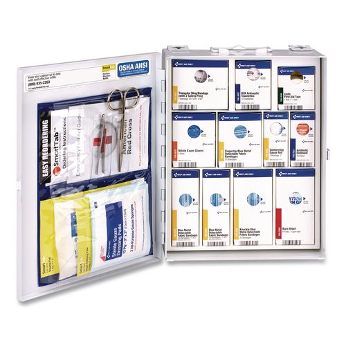 Image of First Aid Only 1350-FAE-0103 SmartCompliance Food Service First Aid Kit for 25 People, 137 Pieces, Metal Case