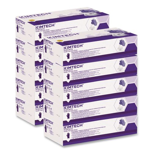 Image of Kimtech 55081CT PURPLE NITRILE Exam Gloves, Powder-Free, Small, 6 mil Thick, 9.5" Long, Purple, 100/Box, 10 Boxes/Carton