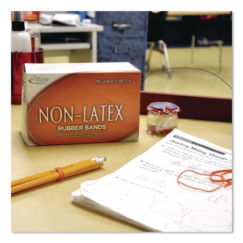 Image of Alliance® 37546 Non-Latex Rubber Bands, Size 54 (Assorted), 0.04" Gauge, Orange, 1 lb Box, Band-Count Varies