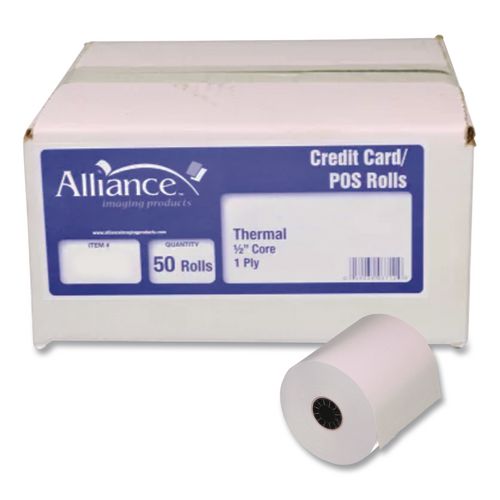 Image of Alliance 3733 Phenol-Free Thermal POS Paper Rolls, 2.25" x 85 ft, White, 50 Rolls/Carton