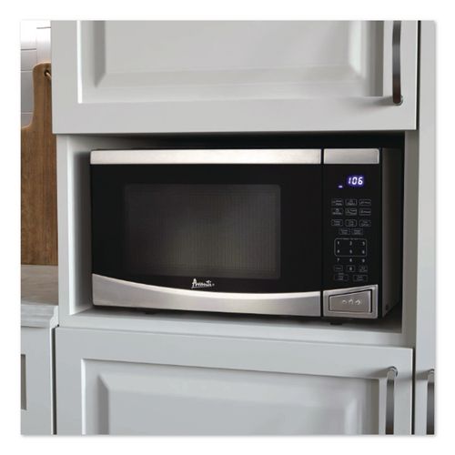 Image of Avanti MT09V3S 0.9 cu ft Stainless Steel Countertop Microwave, 900 W, Stainless Steel/Black