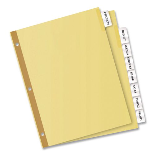 Image of Office Essentials 11468 Plastic Insertable Dividers, 8-Tab, 11 x 8.5, Clear Tabs, 1 Set