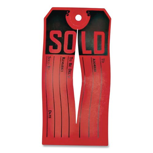 Image of Avery® 15161 Sold Tags, Paper, 4.75 x 2.38, Red/Black, 500/Box