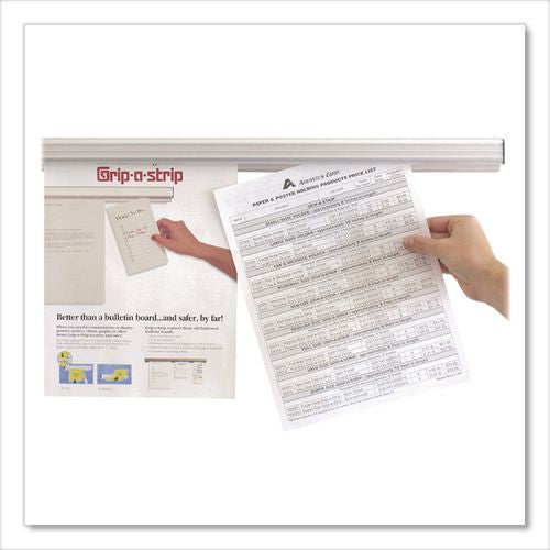 Image of Advantus 1025 Grip-A-Strip Display Rails, 1.5" x 12", Satin Aluminum
