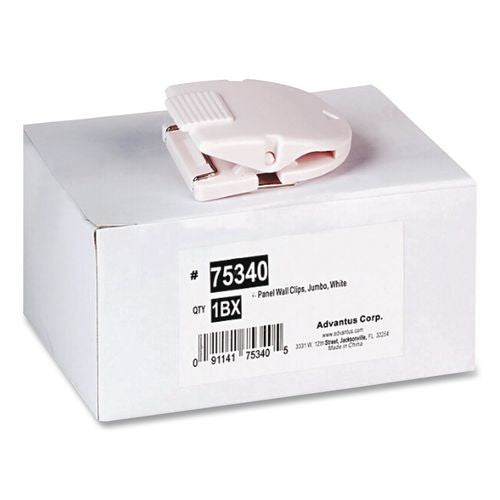 Image of Advantus ADV75340 Wall Clips for Fabric Panels, 60 Sheet Capacity, White, 10/Box