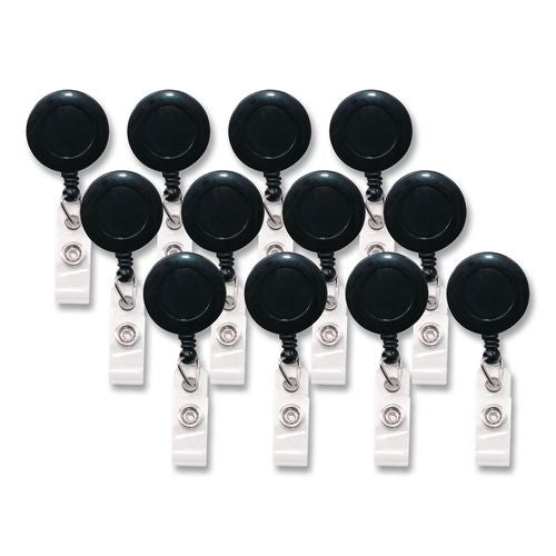 Image of Advantus 75548 Swivel-Back Retractable Id Card Reel, 30" Extension, Black, 12/pack