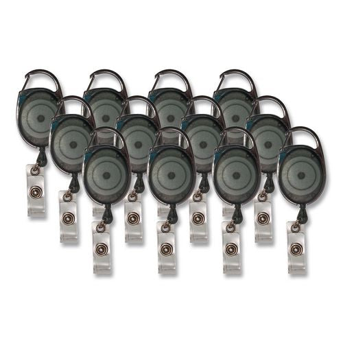Image of Advantus 75551 Carabiner-Style Retractable Id Card Reel, 30" Extension, Smoke, 12/pack