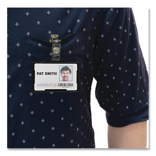 Image of Advantus 75656 ID Card Holders, Horizontal, Black 3.68" x 2.38" Holder, 3.38" x 2.13" Insert, 25/Pack