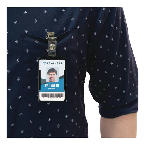 Image of Advantus 75657 ID Card Holders, Vertical, Black 2.38" x 3.68" Holder, 2.13" x 3.38" Insert, 25/Pack