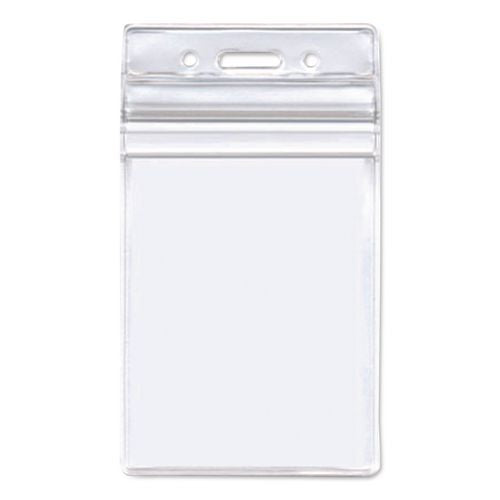 Image of Advantus 91131 Resealable Badge Holders Combo Pack, 36" Lanyard, Vertical, Transparent Frost 3.68" x 5" Holder, 2.38" x 3.75" Insert, 20/PK