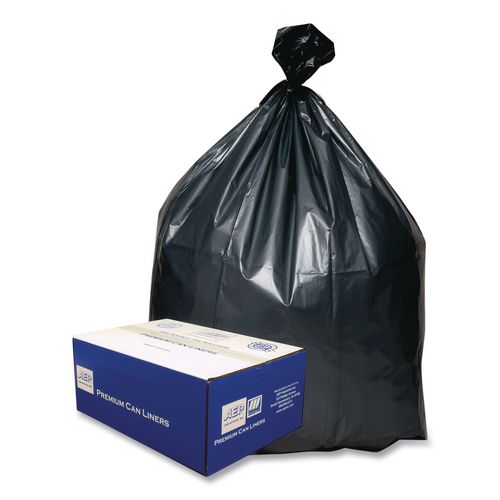 Image of Platinum Plus® 1507277 Can Liners, 45 gal, 1.55 mil, 39" x 46", Gray, 10 Bags/Roll, 5 Rolls/Carton