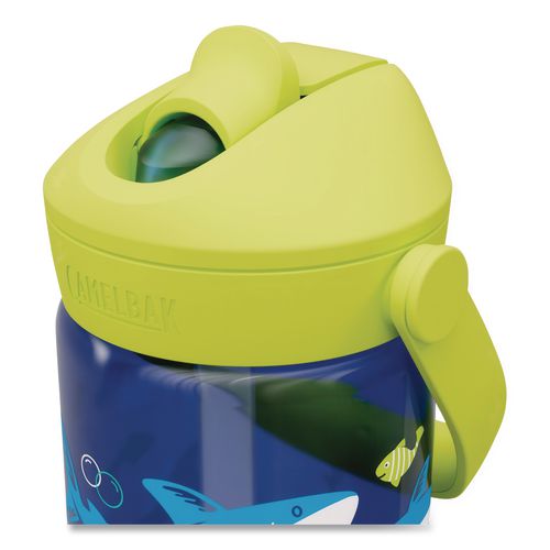 Image of CamelBak® 2860403041 Thrive FlipStraw Plastic Water Bottle, 14 oz, Sharks and Rays Design, Blue/Yellow