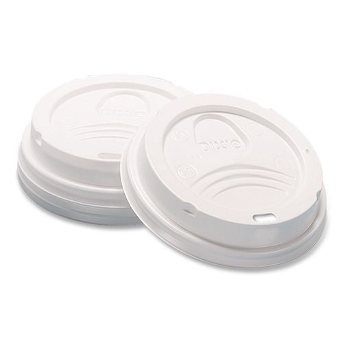 Image of Dixie® DL9540 Sip-Through Dome Hot Drink Lids, Fits 10 oz Hot Cups, Plastic, White, 100/Pack