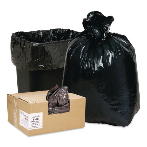 Image of Classic WEBB60-790196 Linear Low-Density Can Liners, 60 gal, 0.9 mil, 38 x 58, Black, 10 Bags/Roll, 10 Rolls/Carton