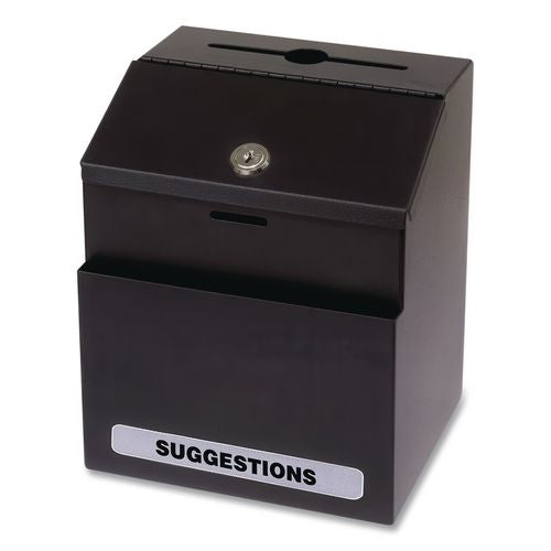 Image of Vertiflex® VRT-50085 Steel Suggestion Box With Locking Top, 7 X 6 X 8.5, Black