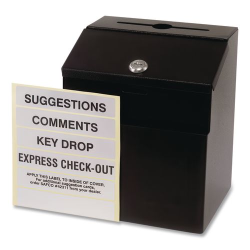 Image of Vertiflex® VRT-50085 Steel Suggestion Box With Locking Top, 7 X 6 X 8.5, Black