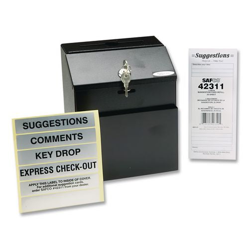 Image of Vertiflex® VRT-50085 Steel Suggestion Box With Locking Top, 7 X 6 X 8.5, Black