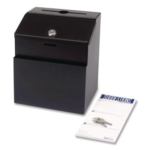Image of Vertiflex® VRT-50085 Steel Suggestion Box With Locking Top, 7 X 6 X 8.5, Black