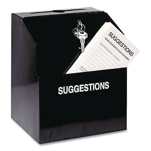 Image of Vertiflex® VRT-50085 Steel Suggestion Box With Locking Top, 7 X 6 X 8.5, Black